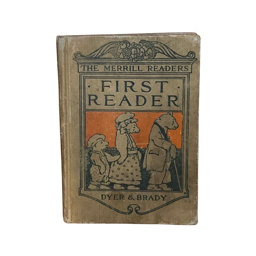 Antique Primary Book Reader, 1916 The Merrill Readers, Fourth Reader Hardcover